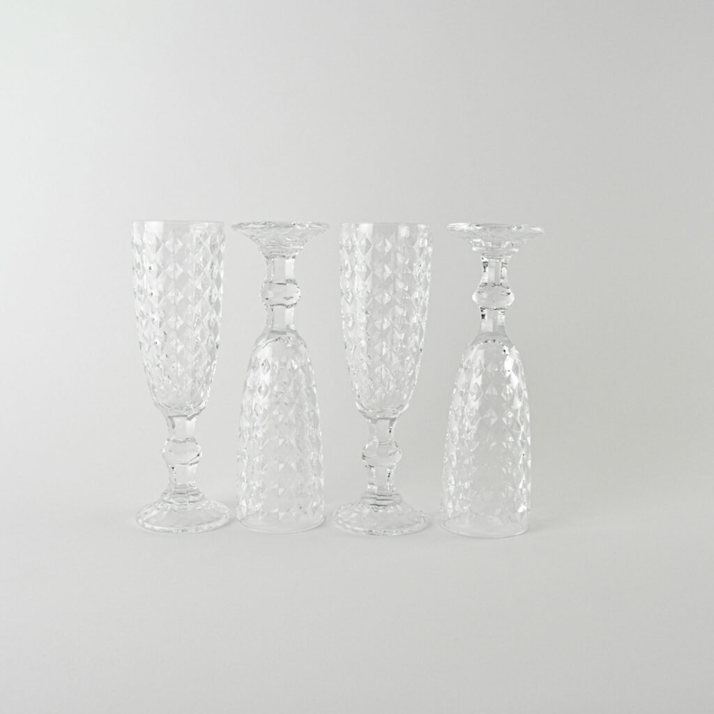 Champagne glasses - cut glass - set of 4