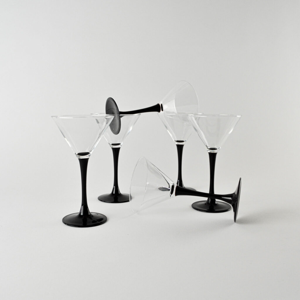 Cocktailglazen - zwarte steel en voet - set van 6