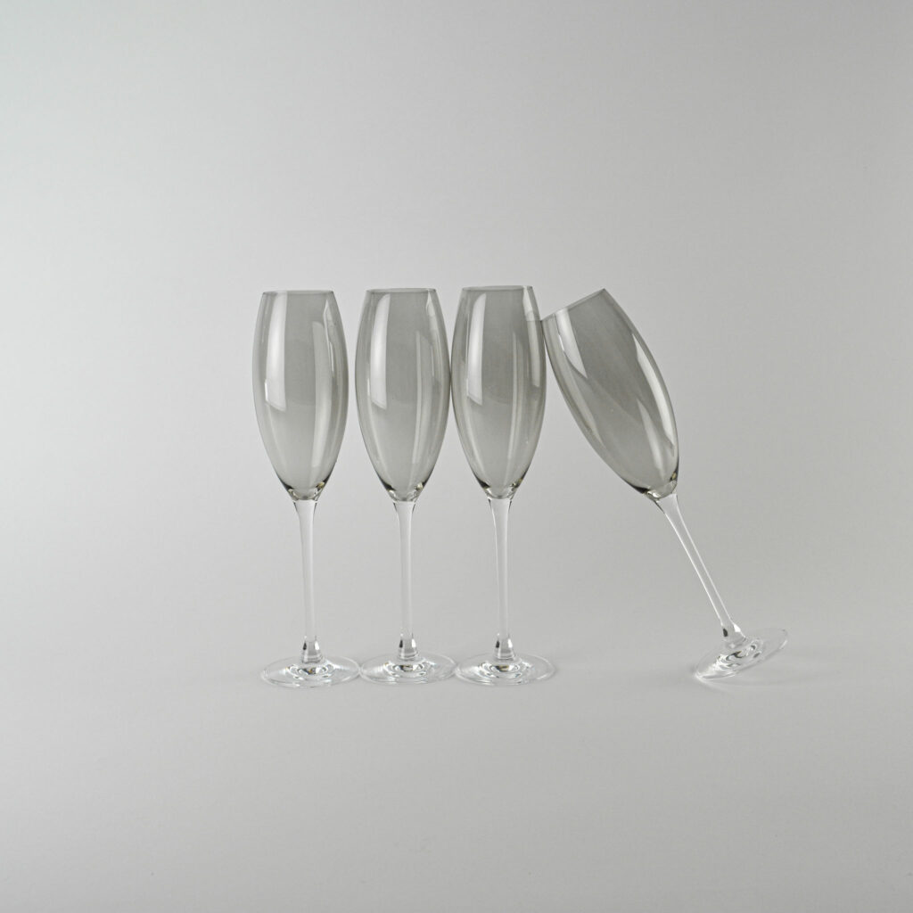 Champagneglazen – smoky grijze kelk – set van 4