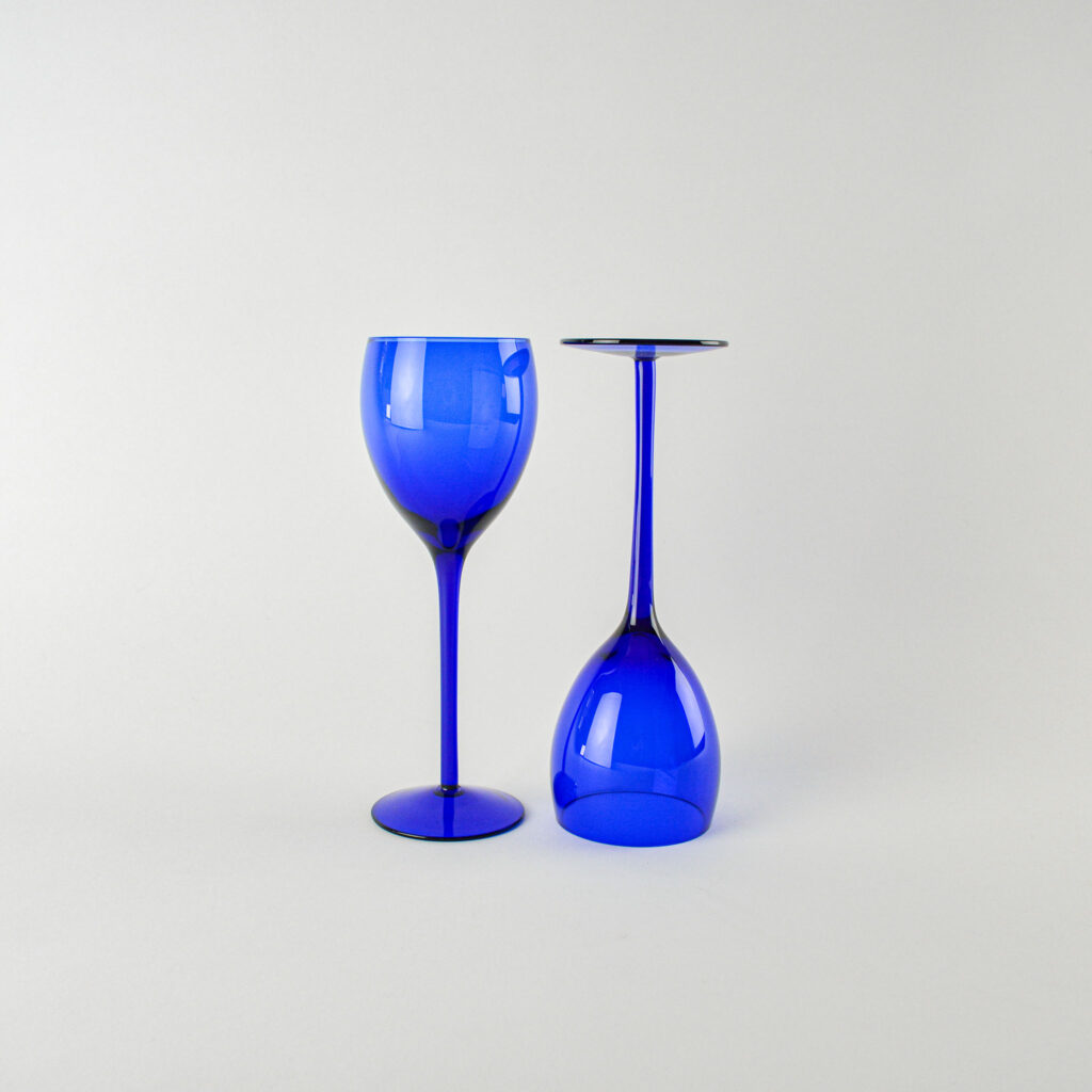Wine glasses - cobalt blue design- set of 2
