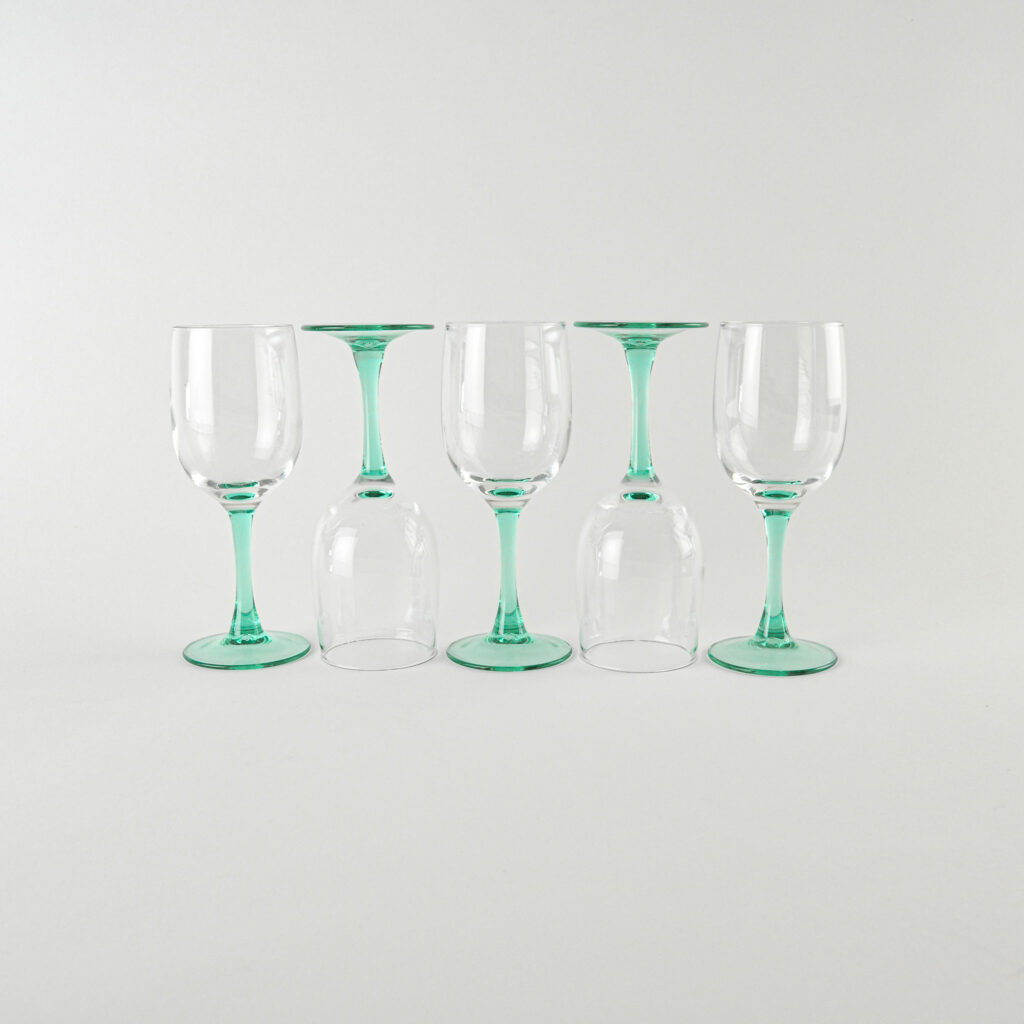 Wijnglazen - oceaanblauwe voet - set van 5