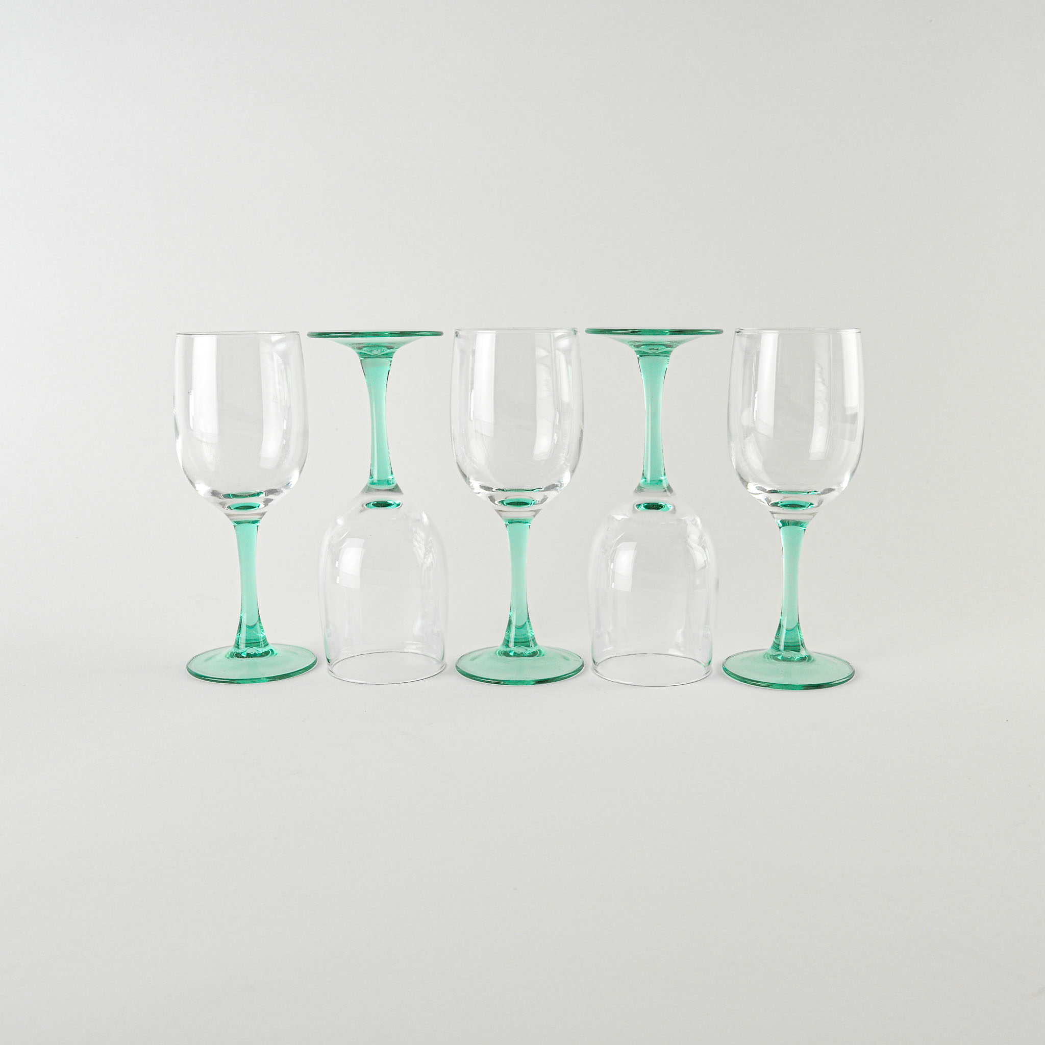 Wine glasses - ocean blue base - set of 5