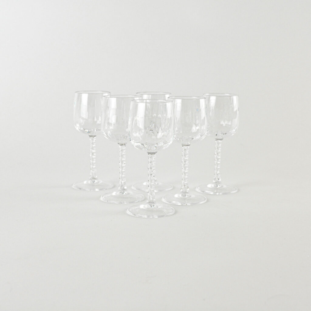 Liqueur glasses - braided stem - set of 6