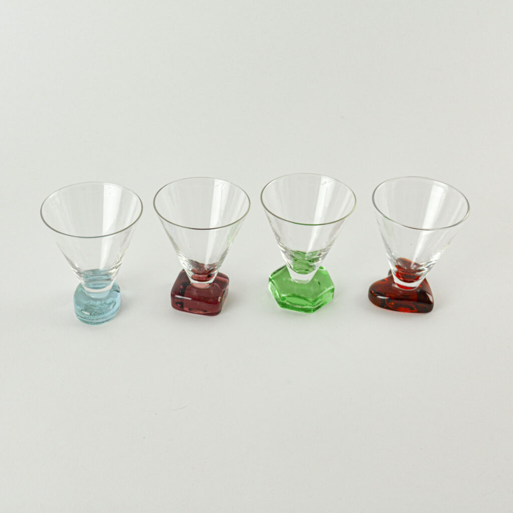 Likeurglazen – Art Deco blokvoet – set van 4